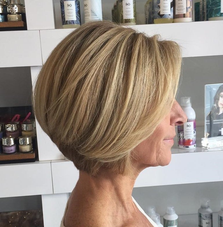 Chin Length Stacked Bob With Golden Blonde Chin Length Stacked Bob With Golden Blonde — Haircuts 2027 for Women Over 60