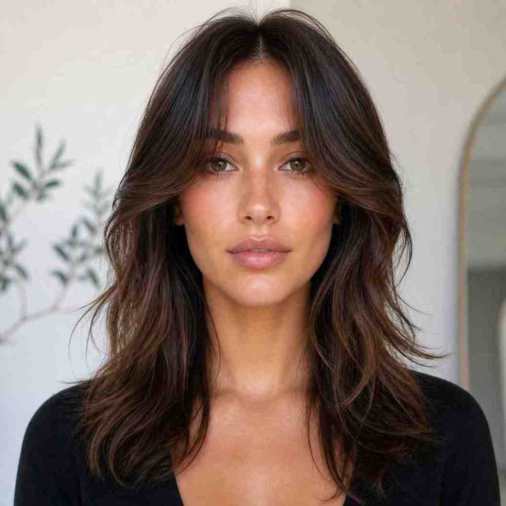 Collarbone Layers With Soft Curtain Bangs — Hairstyles 2027 for Long Faces