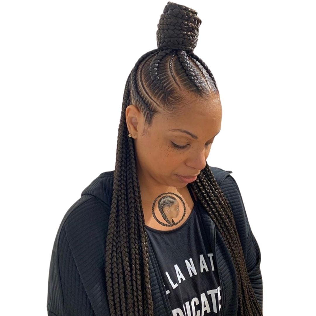 Dark Brown Knotless Box Braids Half Up Bun Dark Brown Knotless Box Braids Half Up Bun — Half Up Knotless Braids 2027