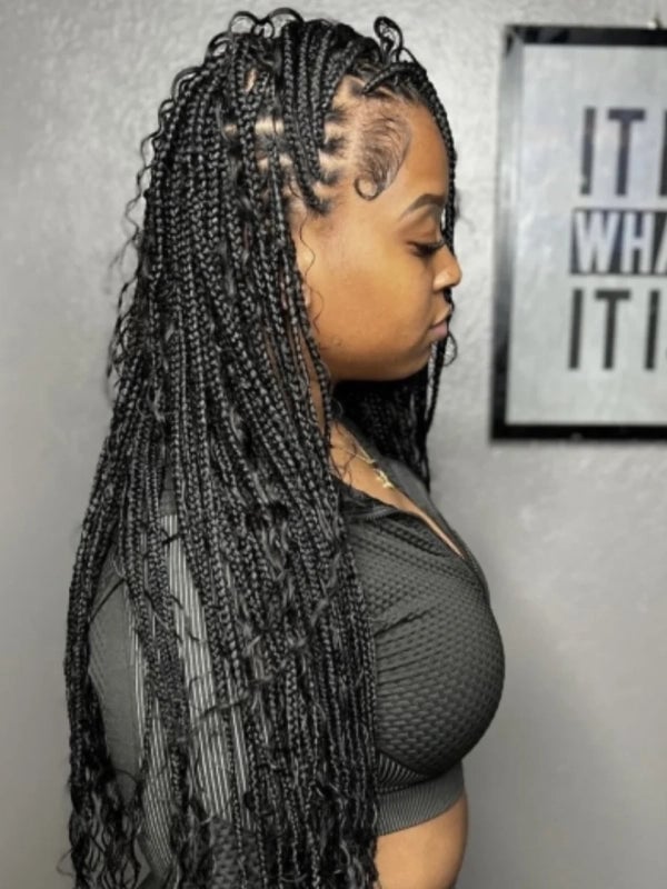 Shoulder Length Knotless Braids With Curly Ends Shoulder Length Knotless Braids With Curly Ends — Half Up Knotless Braids 2027
