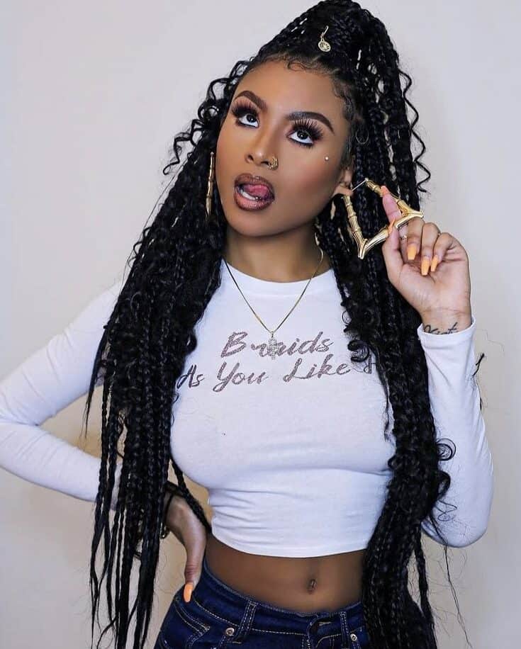 Long Black Knotless Braids Half Up Ponytail Long Black Knotless Braids Half Up Ponytail — Half Up Knotless Braids 2027