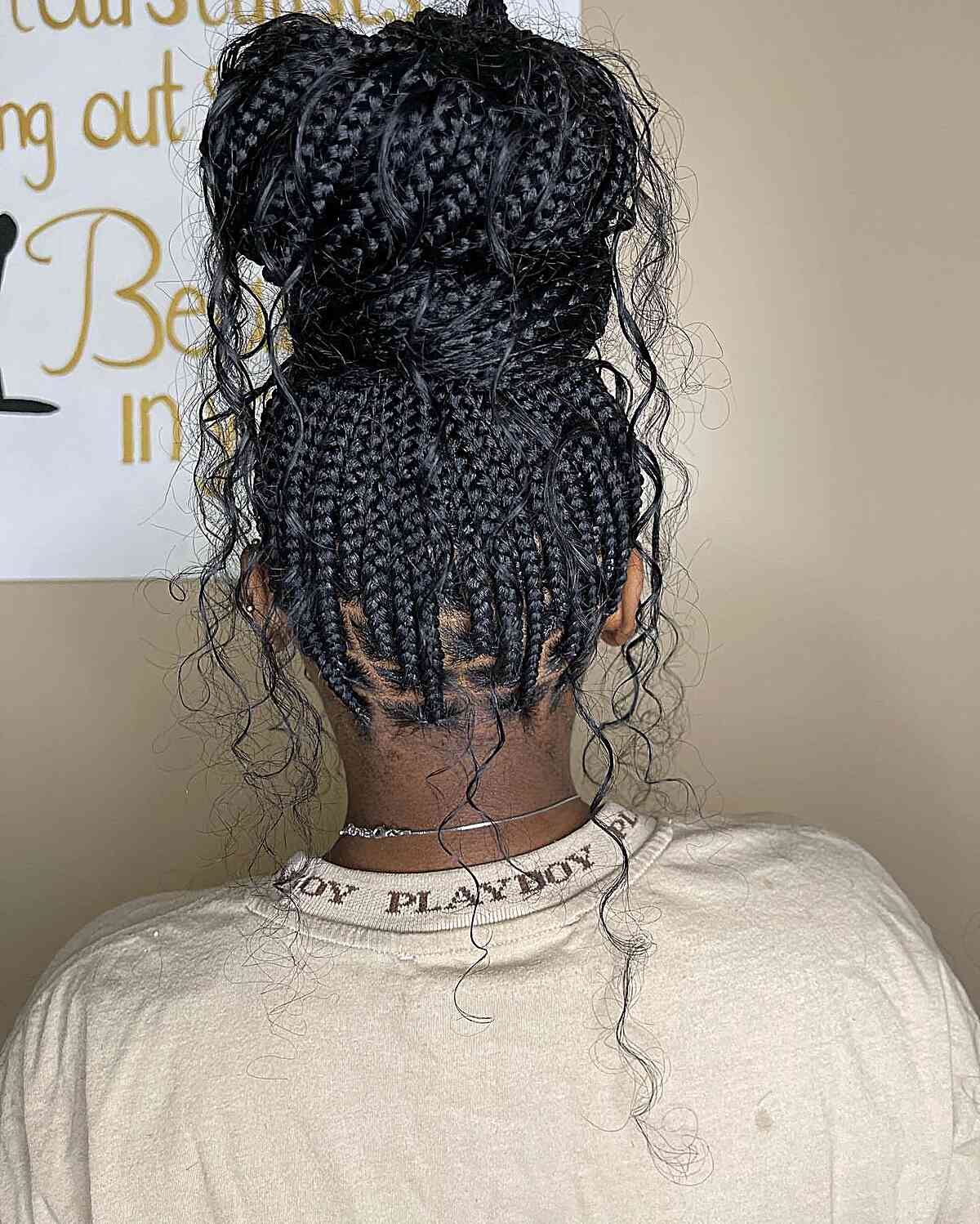 Wavy Black Knotless Braids Half Up Style Wavy Black Knotless Braids Half Up Style — Half Up Knotless Braids 2027
