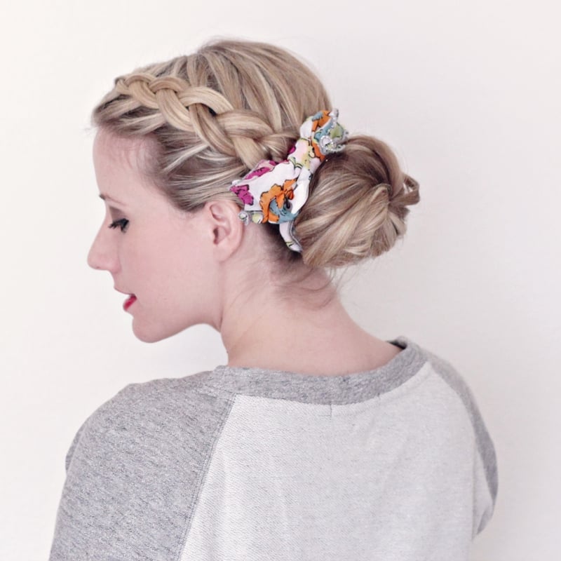 Braided Updo With Floral Scarf Crown Braided Updo With Floral Scarf Crown — Head Wrap Hairstyles 2027