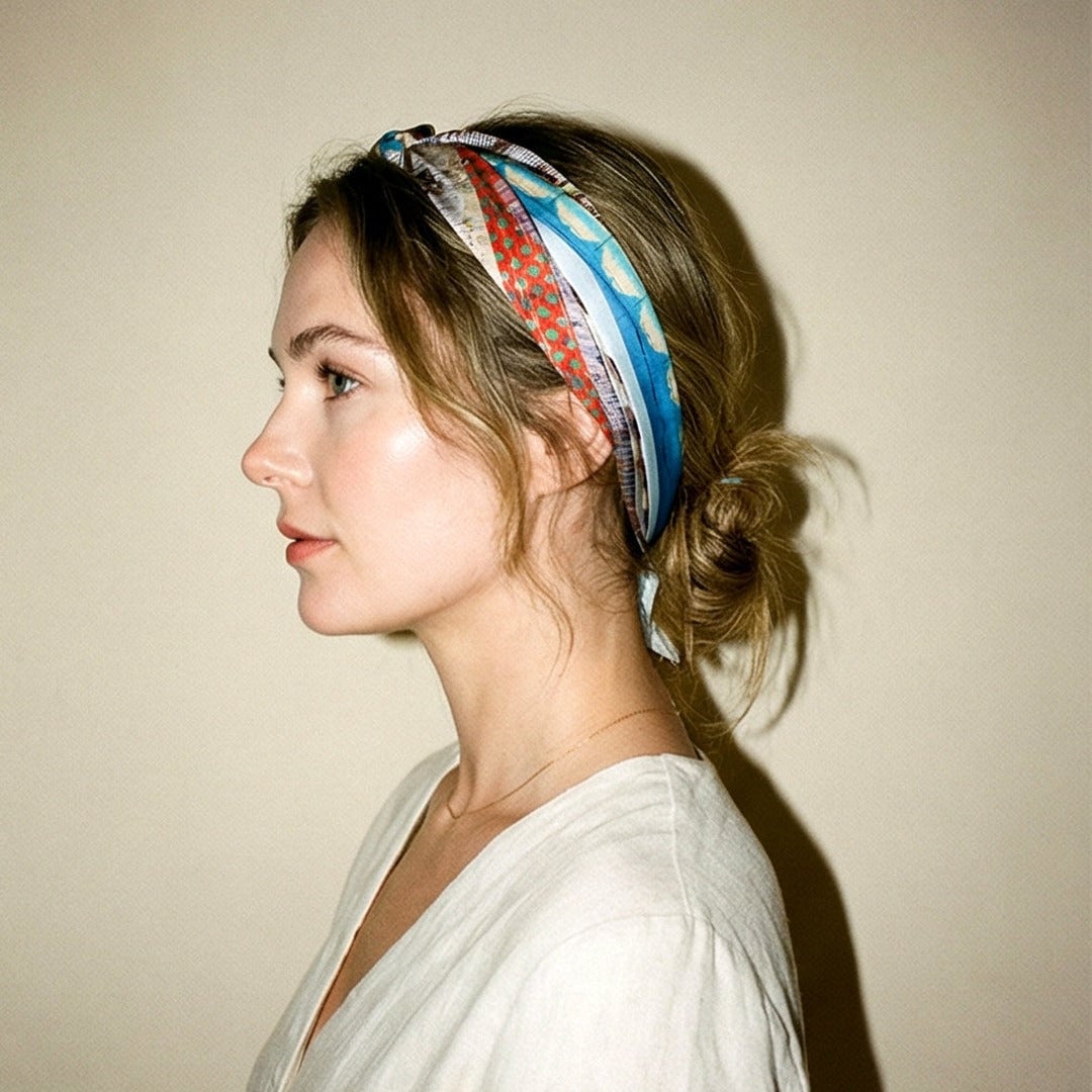 Collarbone Wavy Fine Hair With Scarf Headband Collarbone Wavy Fine Hair With Scarf Headband — Head Wrap Hairstyles 2027