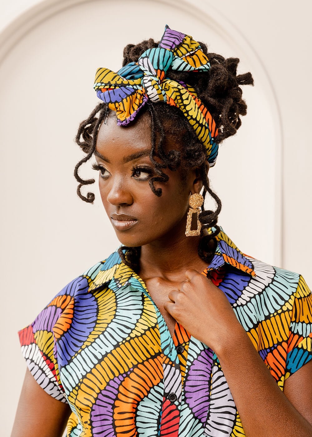 Locs With African Print Head Wrap Bow Locs With African Print Head Wrap Bow — Head Wrap Hairstyles 2027