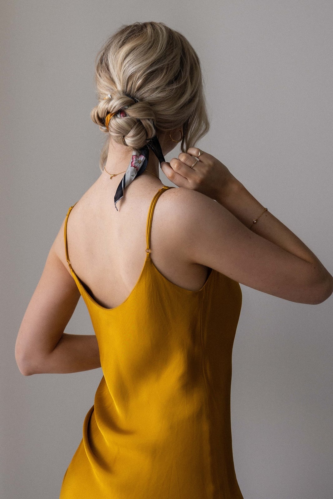 Updo With Small Patterned Scarf Updo With Small Patterned Scarf — Head Wrap Hairstyles 2027