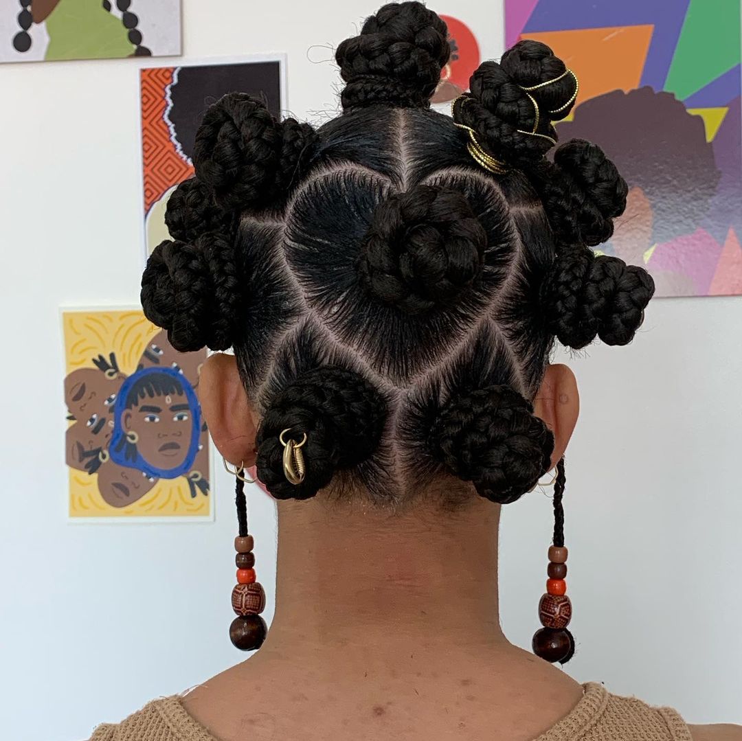 Thick Coily Bantu Knots With Heart Part Thick Coily Bantu Knots With Heart Part — Heart Part Braids 2027