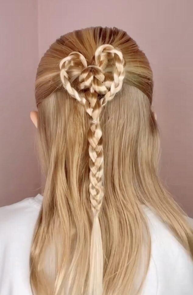 Blonde Shoulder Length Braided Heart Blonde Shoulder Length Braided Heart — Heart Part Braids 2027