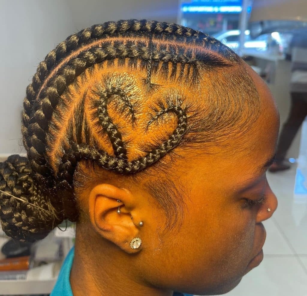 Feed-In Braids With Heart Shape Bun Feed-In Braids With Heart Shape Bun — Heart Part Braids 2027