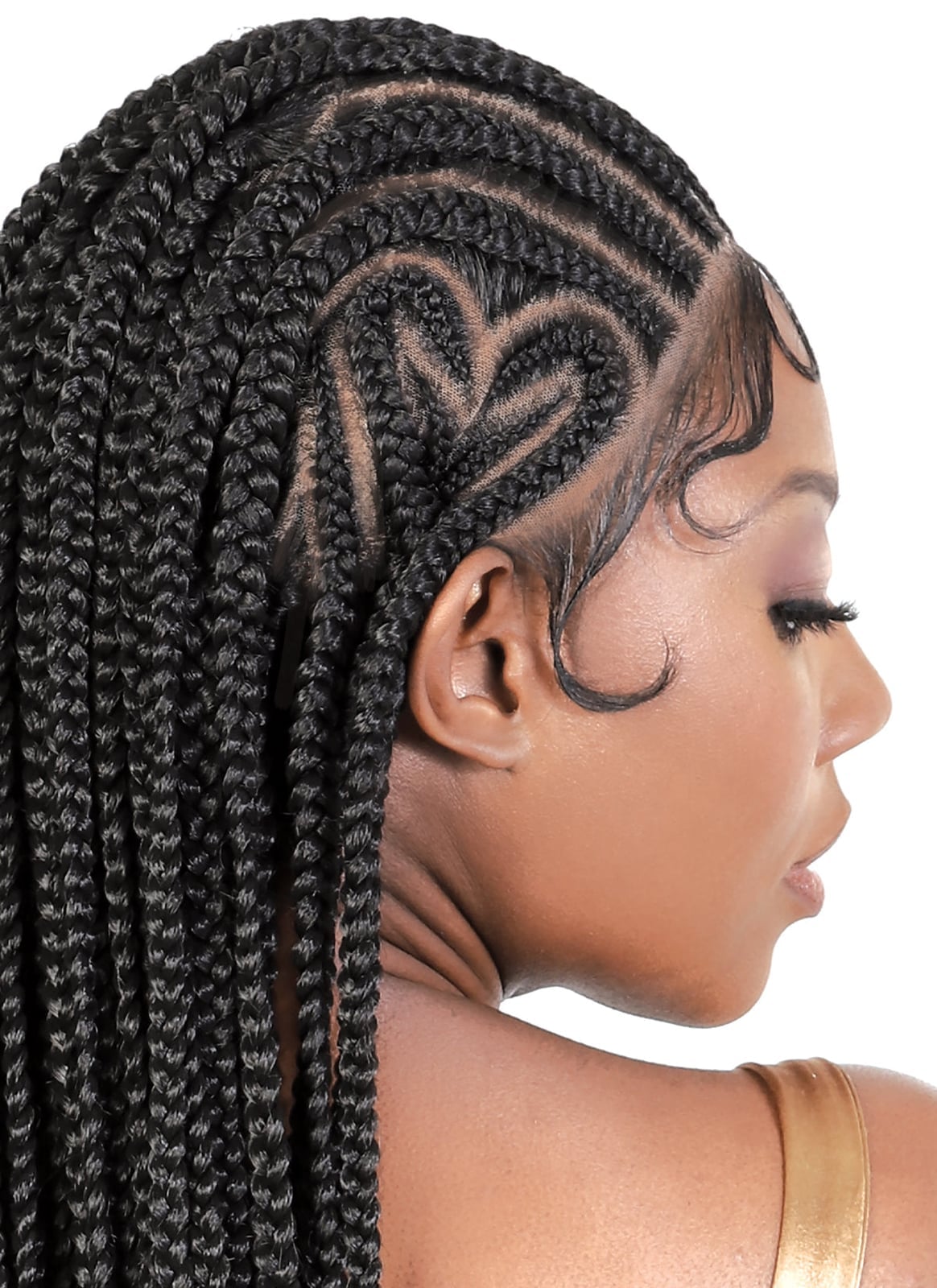 Mid-Back Box Braids With Heart Parting, Black Mid-Back Box Braids With Heart Parting, Black — Heart Part Braids 2027