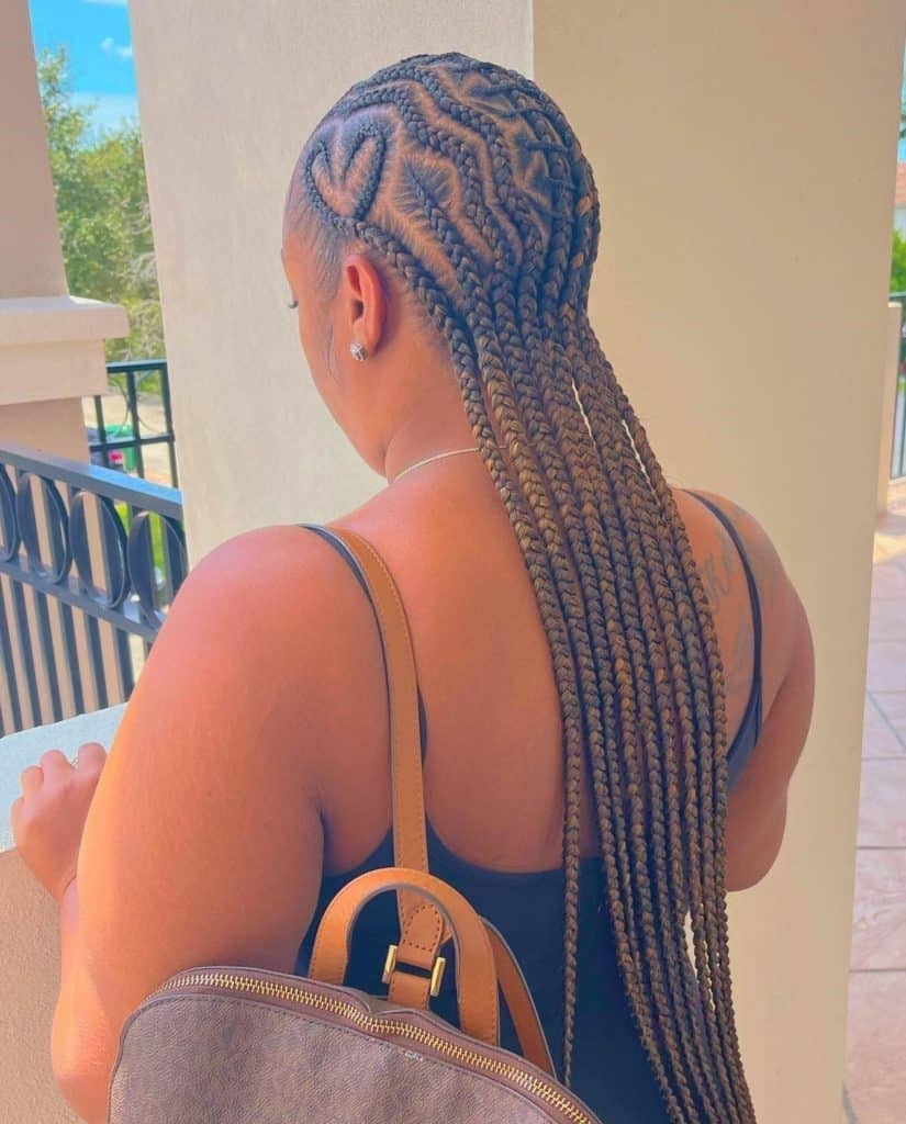 Mid-Back Wavy Braids With Heart Shape, Close-Up Take Mid-Back Wavy Braids With Heart Shape, Close-Up Take — Heart Part Braids 2027