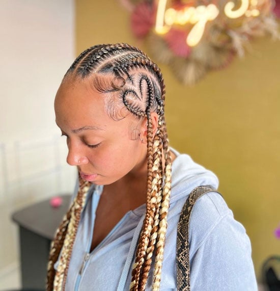 Feed-In Braids With Tonal Heart Shape Feed-In Braids With Tonal Heart Shape — Heart Part Braids 2027