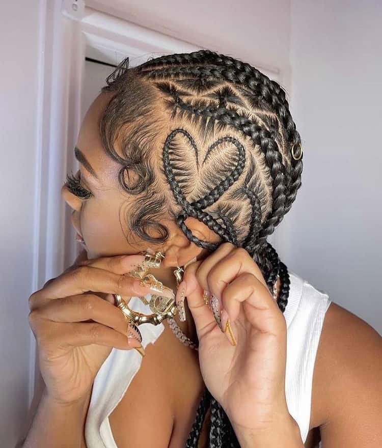 High Ponytail Braids With Heart Shape Scalp High Ponytail Braids With Heart Shape Scalp — Heart Part Braids 2027