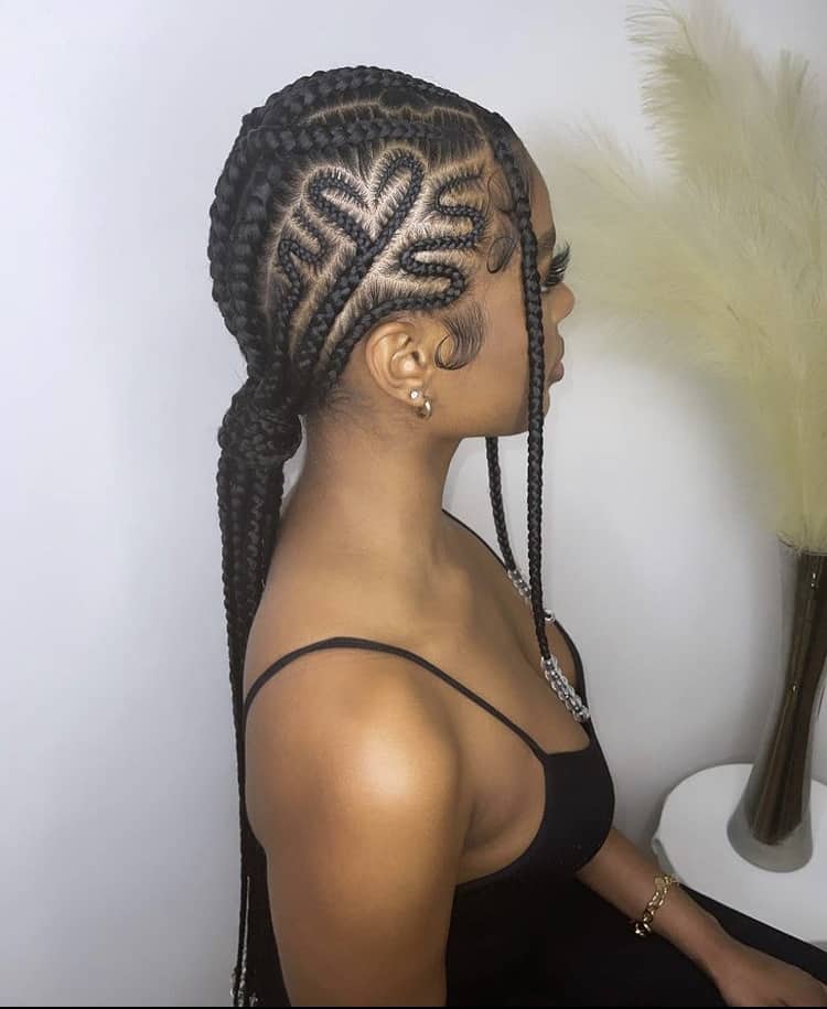 Low Ponytail Braids With Heart Part Low Ponytail Braids With Heart Part — Heart Part Braids 2027