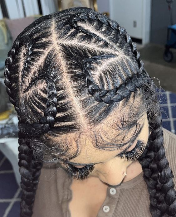 Cornrows With Heart Shape Parting And Baby Hairs Cornrows With Heart Shape Parting And Baby Hairs — Heart Part Braids 2027