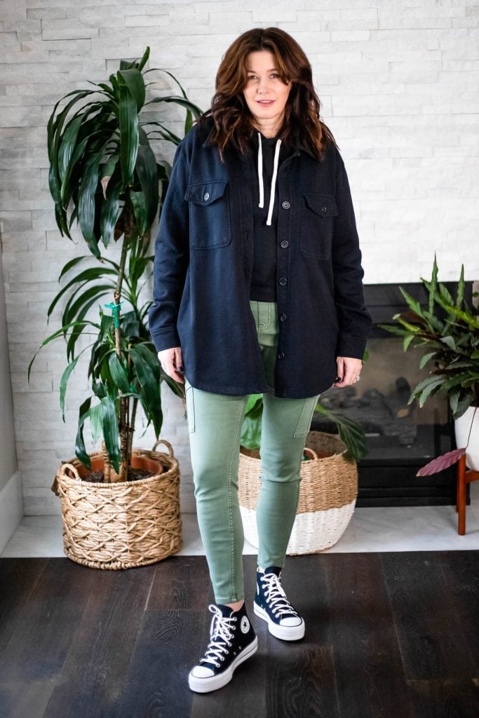 Olive Cargo Pants With Utility Shirt Jacket Olive Cargo Pants With Utility Shirt Jacket — High Top Converse Outfits 2027