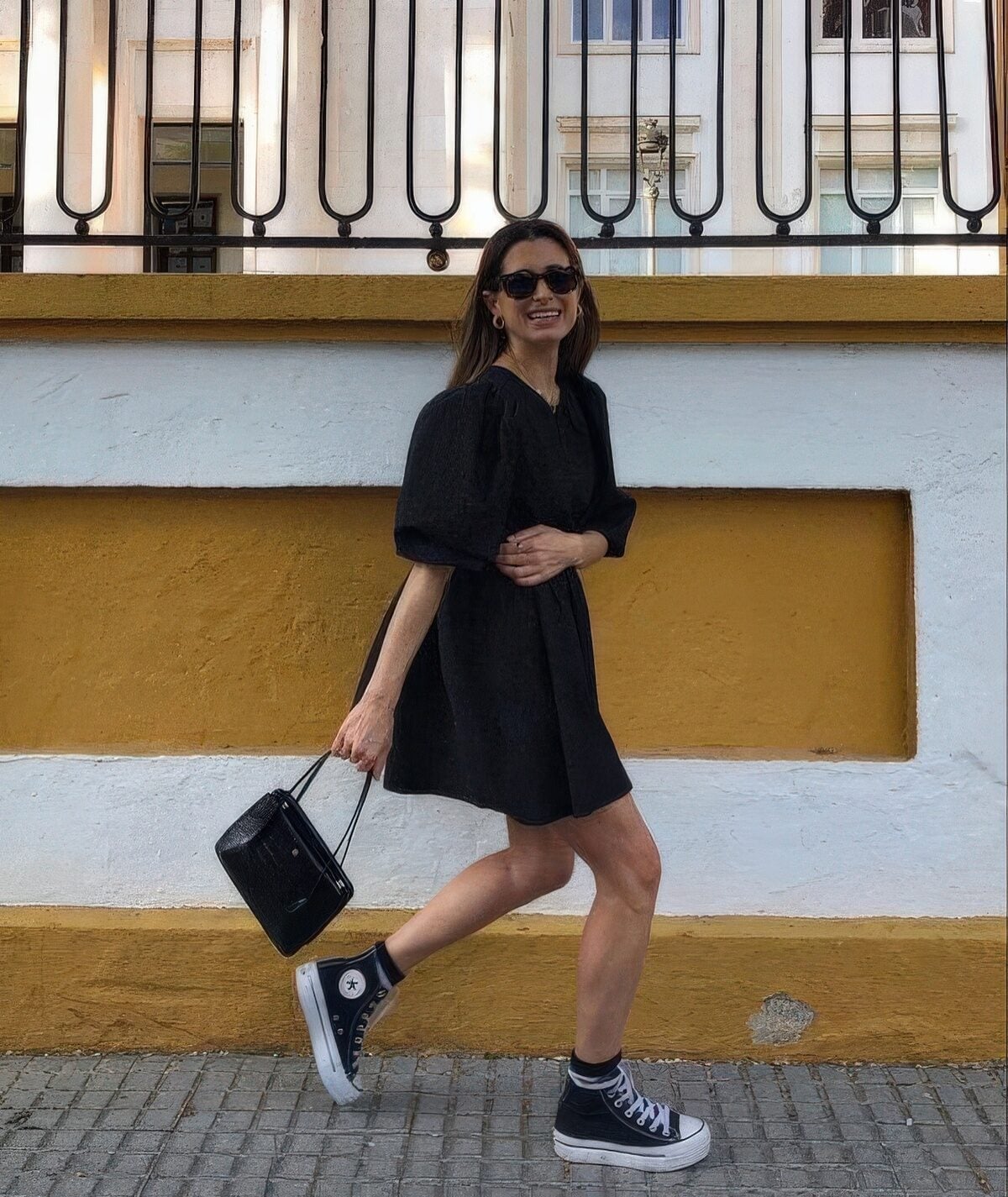 Black Puff-Sleeve Mini Dress, Close-Up Take Black Puff-Sleeve Mini Dress, Close-Up Take — High Top Converse Outfits 2027