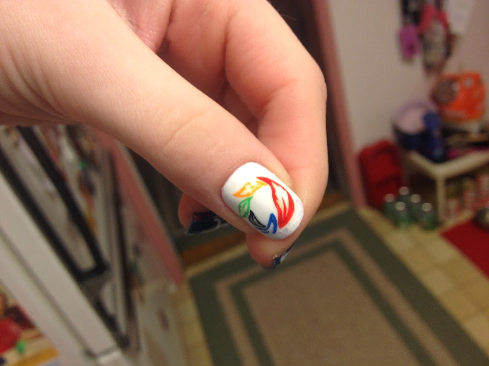 Short Square White Olympic Rings Nails Short Square White Olympic Rings Nails — Hockey Nails 2027