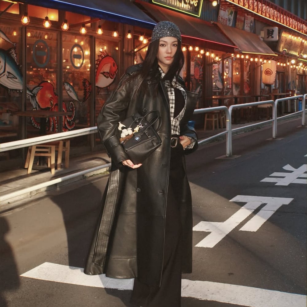 Leather Trench Coat Over Plaid Shirt and Beanie Leather Trench Coat Over Plaid Shirt and Beanie — Indie Sleaze Outfits 2027