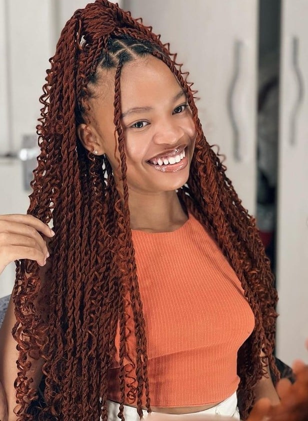 Vibrant Auburn Island Twists With Curly Ends Vibrant Auburn Island Twists With Curly Ends — Island Twists 2027
