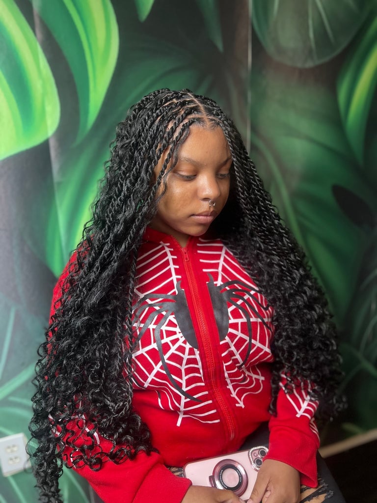 Long Black Twists With Boho Curly Effect Long Black Twists With Boho Curly Effect — Island Twists 2027