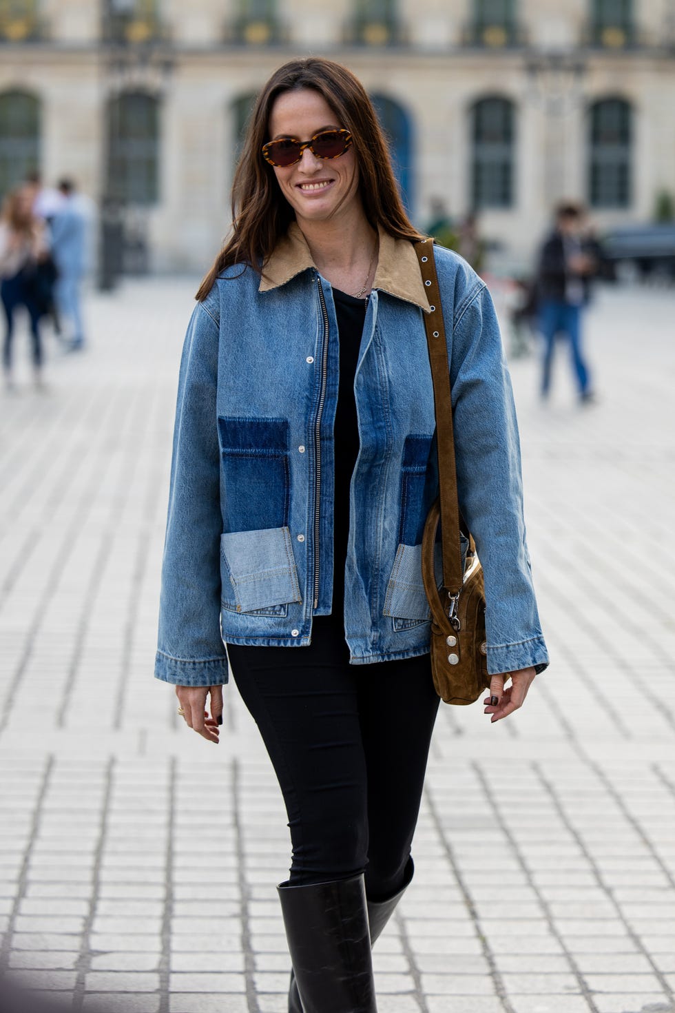 Patchwork Denim Jacket With Corduroy Collar Patchwork Denim Jacket With Corduroy Collar — Jean Jacket Outfits 2027