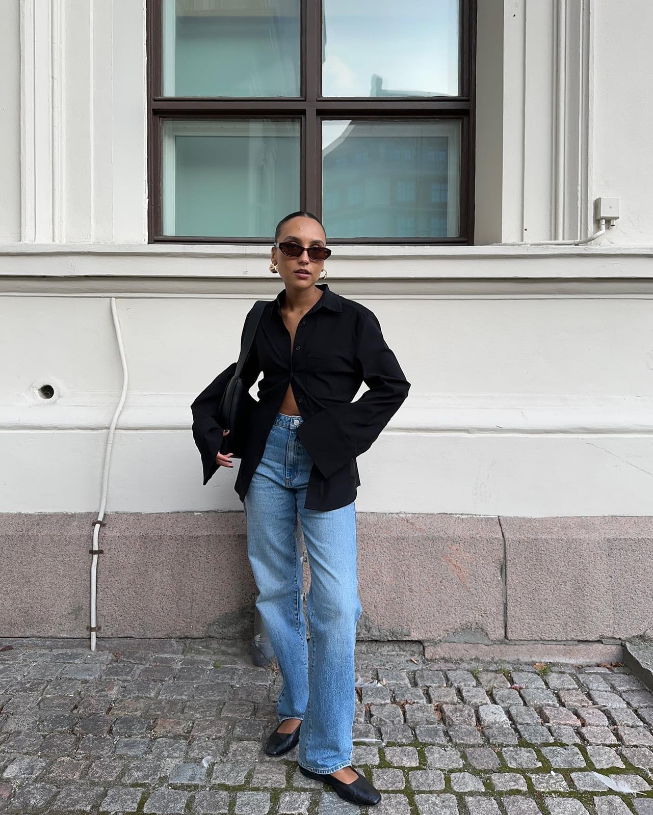 Light wash straight leg jeans with a dramatic sleeve, Close-Up Take Light wash straight leg jeans with a dramatic sleeve, Close-Up Take — Jeans Outfits 2027 with Blouse