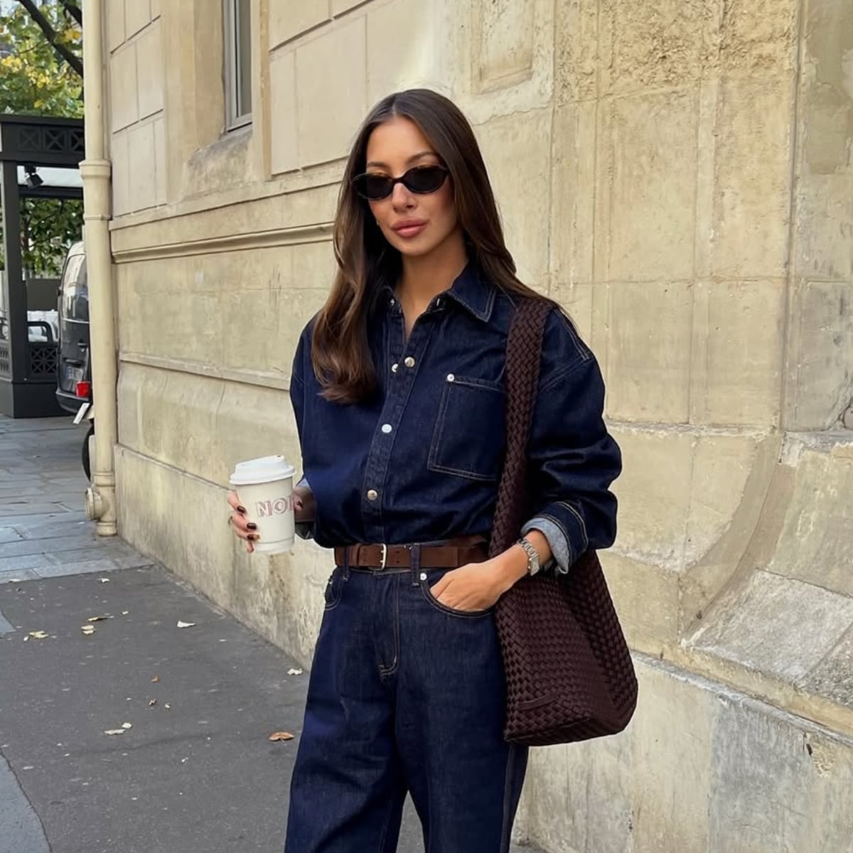 Dark wash jeans with a matching denim collared shirt Dark wash jeans with a matching denim collared shirt — Jeans Outfits 2027 with Blouse