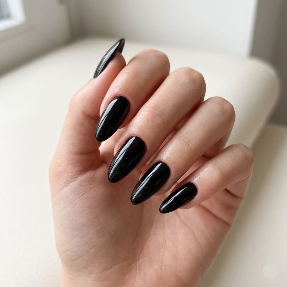 Elegant Long Almond Glossy Jet Black Elegant Long Almond Glossy Jet Black — Jet Black Nails 2027
