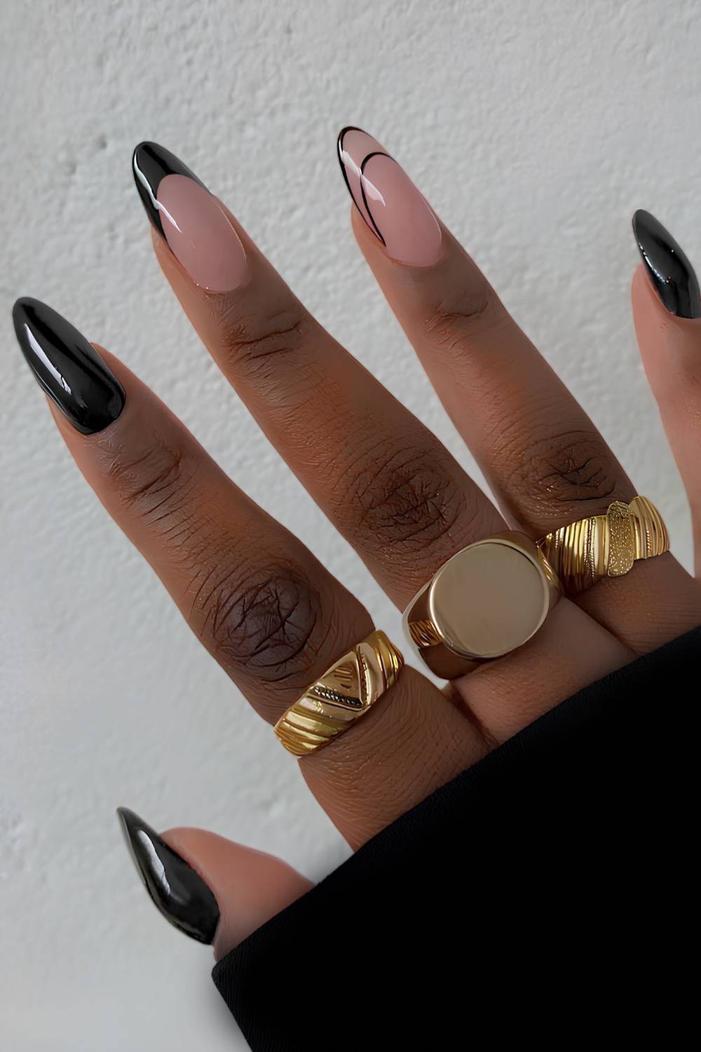 Black French Tip Almond Nails Black French Tip Almond Nails — Jet Black Nails 2027
