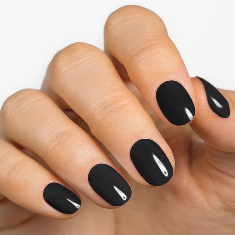 Uniform Glossy Black Short Oval Nails Uniform Glossy Black Short Oval Nails — Jet Black Nails 2027