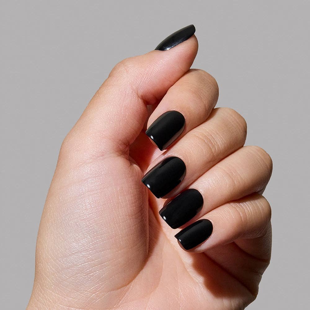 High-Gloss Jet Black Short Squoval Nails, Solid Color High-Gloss Jet Black Short Squoval Nails, Solid Color — Jet Black Nails 2027