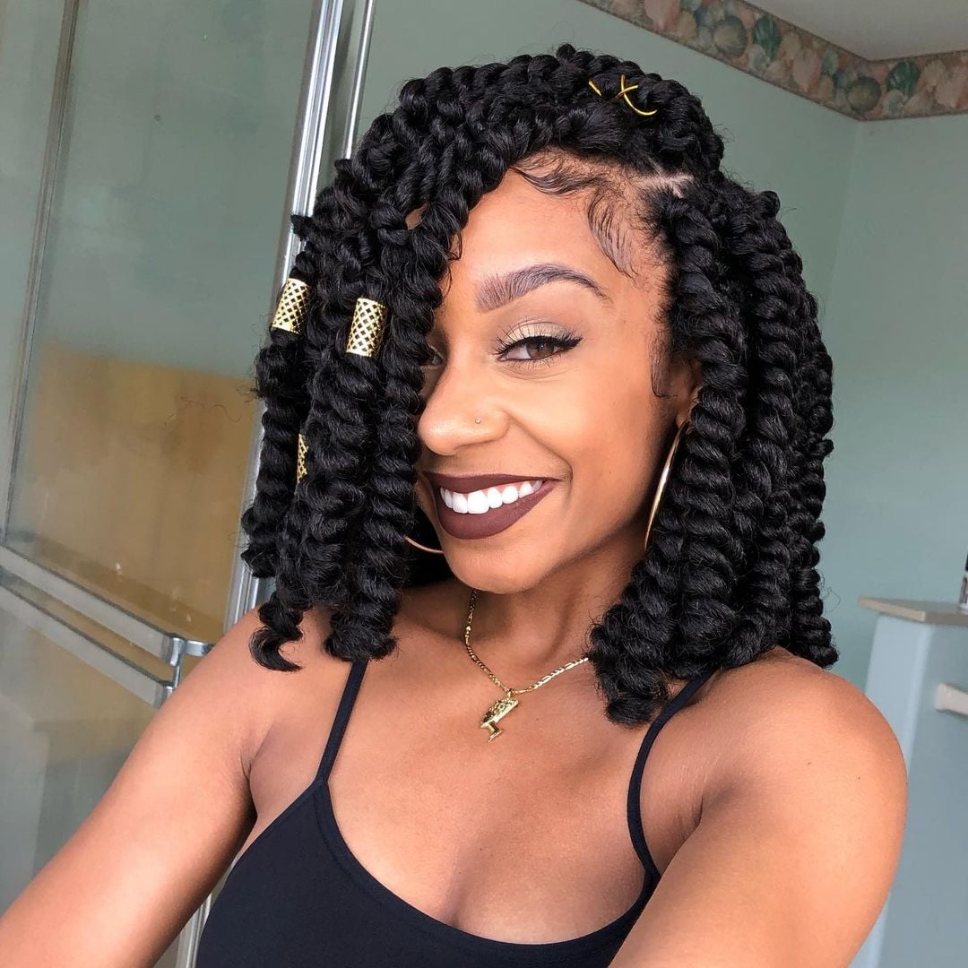 Collarbone Senegalese Twists With Side Swept Bangs — Jumbo Braided Hairstyles 2027