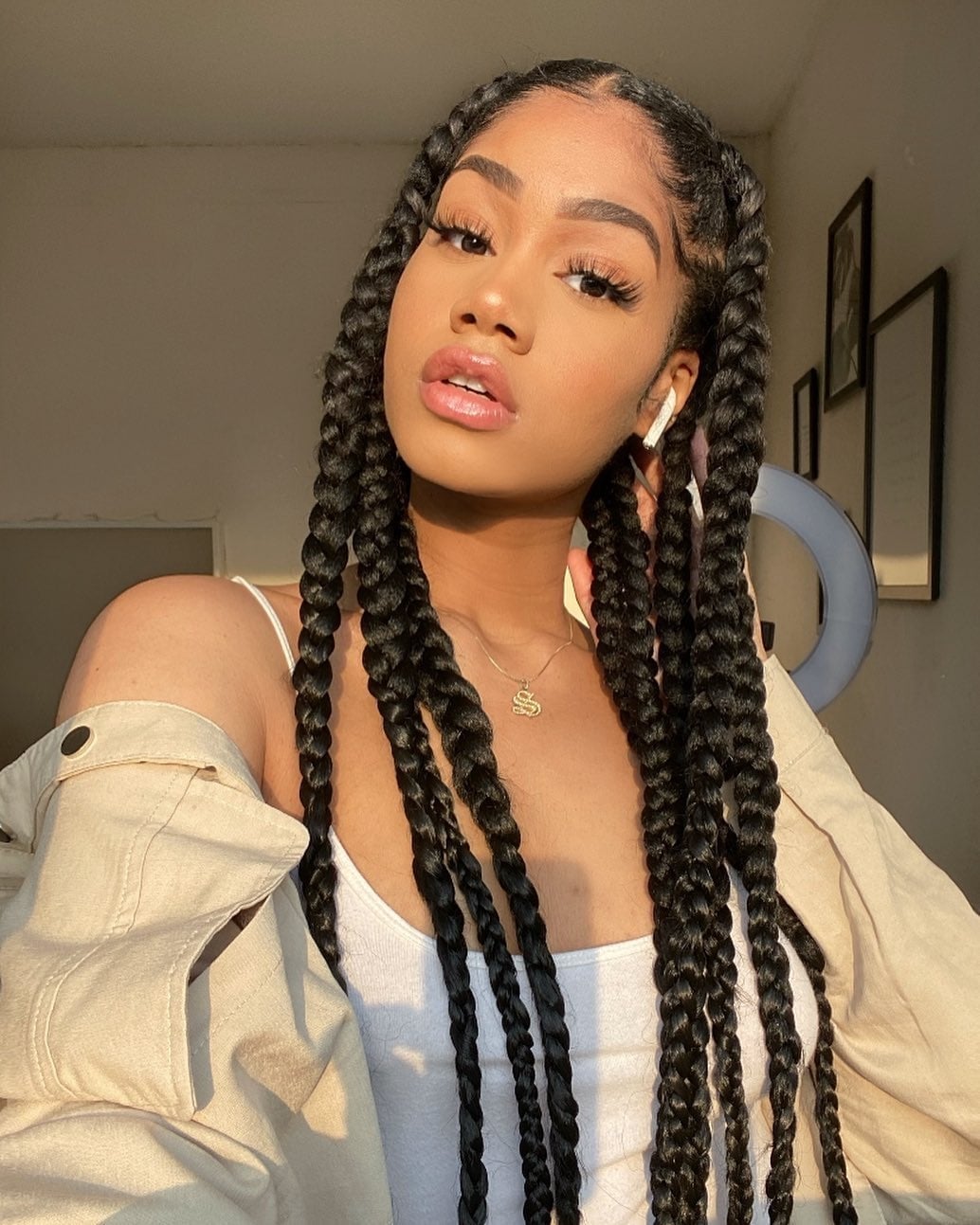Mid-Back Jumbo Box Braids With Voluminous Curly, Softer Variation — Jumbo Braided Hairstyles 2027