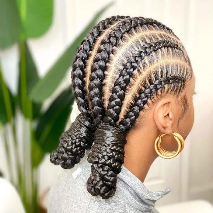 Shoulder Length Stitch Braids With Pigtails — Jumbo Braided Hairstyles 2027