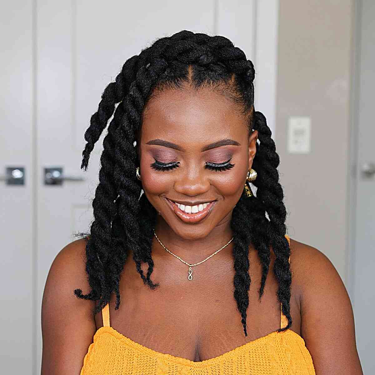 Mid-Back Thick Straight Black Jumbo Box Braids, Close-Up Take — Jumbo Braided Hairstyles 2027