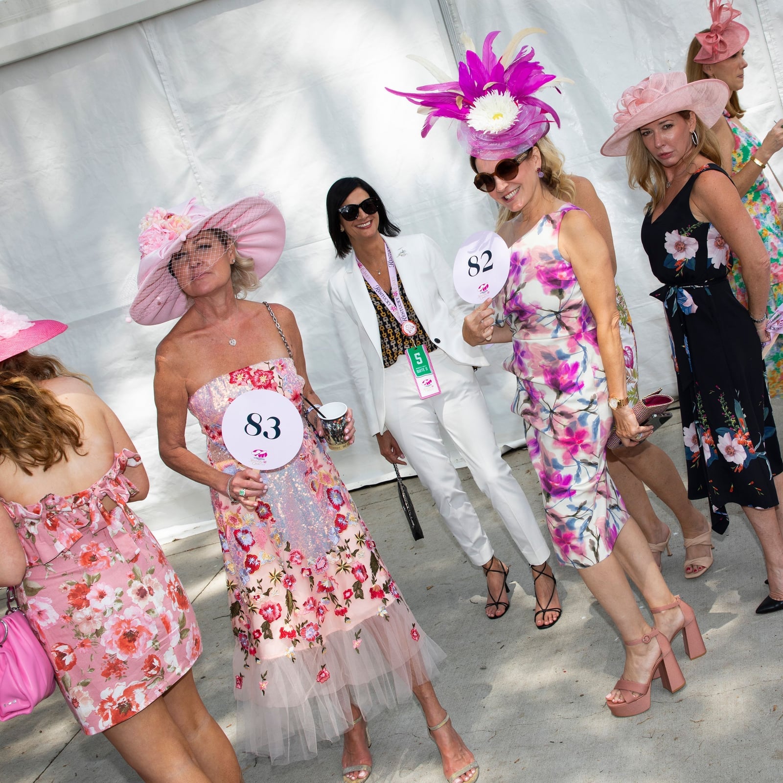Floral Dress with Tulle Overlay and Pink Hat — Kentucky Derby Dress 2027 with Hat