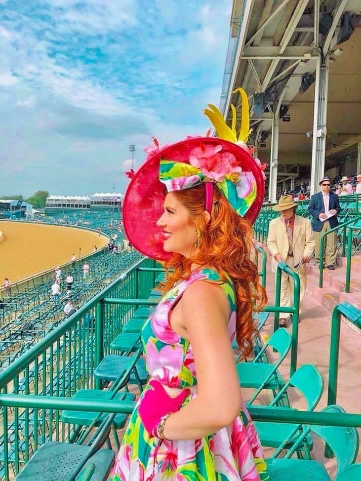 Floral Print Sleeveless Dress and Red Hat with Bow — Kentucky Derby Dress 2027 with Hat