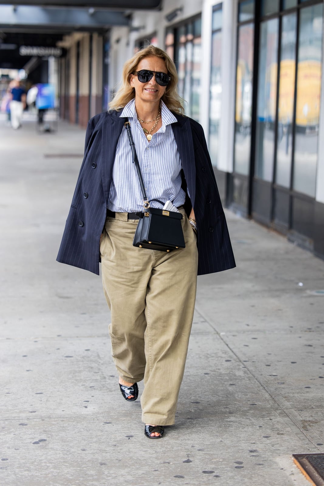 Khaki Corduroy Trousers With Pinstripe Blazer Khaki Corduroy Trousers With Pinstripe Blazer — Khaki Pants Outfits 2027