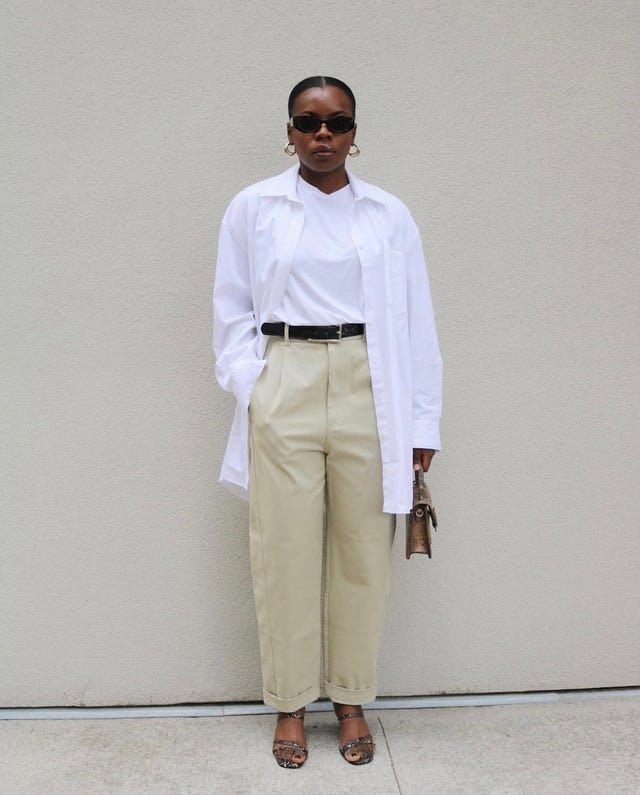 High-Waisted Khaki Trousers With Layered Shirts High-Waisted Khaki Trousers With Layered Shirts — Khaki Pants Outfits 2027