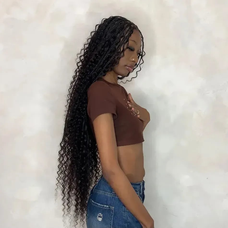Mid-Back Black Braids With Blonde Highlights and Wavy Curls — Knotless Braids 2027 for Teens