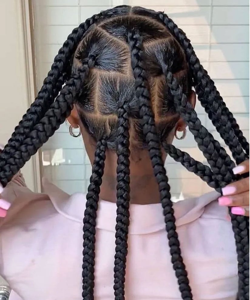 Mid-Back Jumbo Black Box Braids, Straight — Knotless Braids 2027 for Teens