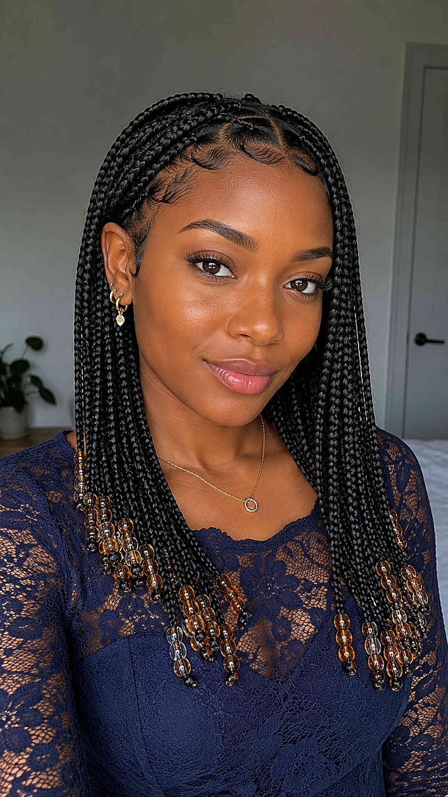 Mid-Back Box Braids With Wavy Ends and Beads — Knotless Braids 2027 for Teens
