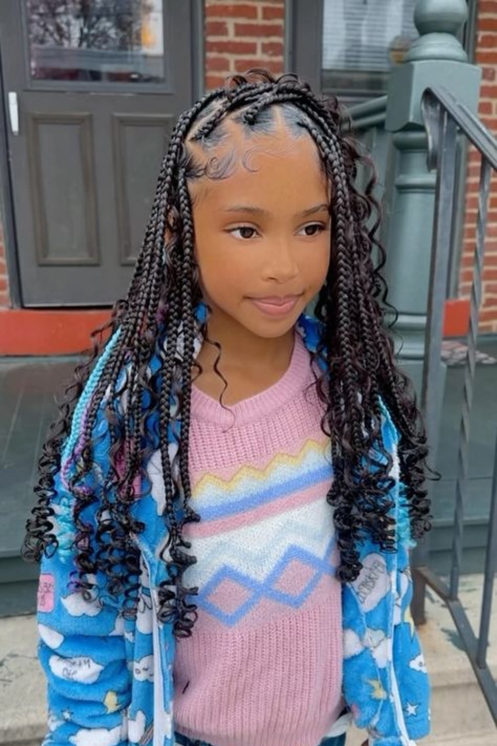 Mid-Back Black Box Braids With Curly Ends, Close-Up Take — Knotless Braids 2027 for Teens