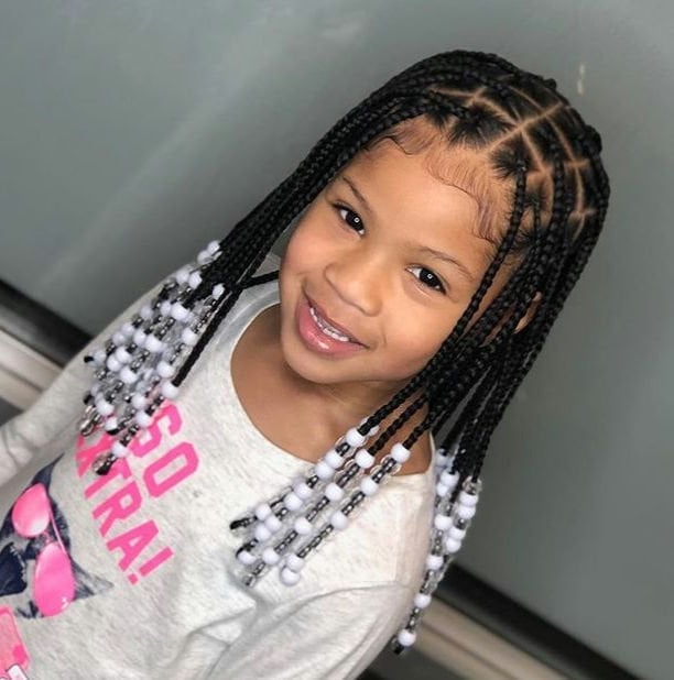 Shoulder-Length Black Braids With Soft Curls and Beads — Knotless Braids 2027 for Teens