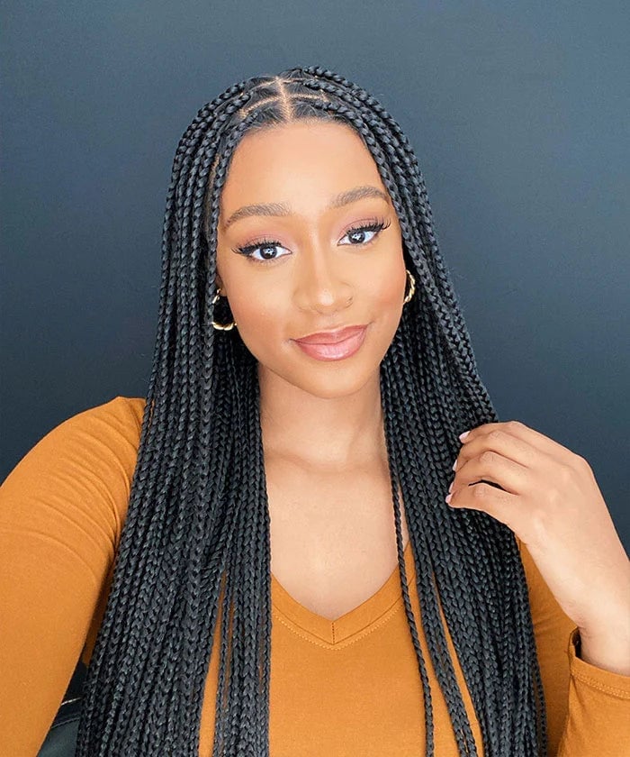 Mid-Back Neat Black Knotless Box Braids — Knotless Braids 2027 for Teens