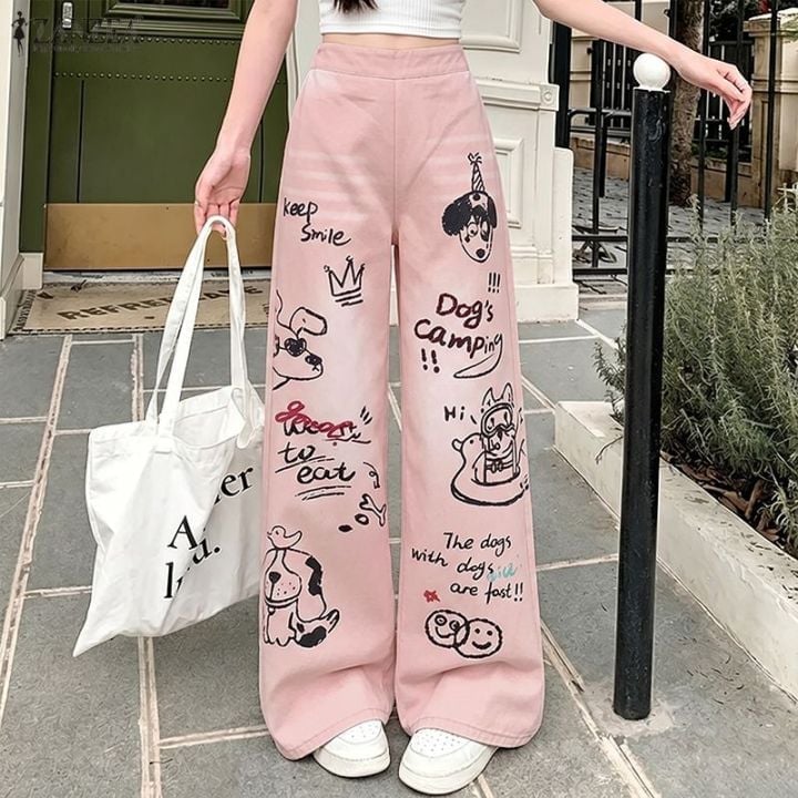 Graphic Print Wide-Leg Trousers With Sneakers Graphic Print Wide-Leg Trousers With Sneakers — Korean Streetwear Outfits 2027