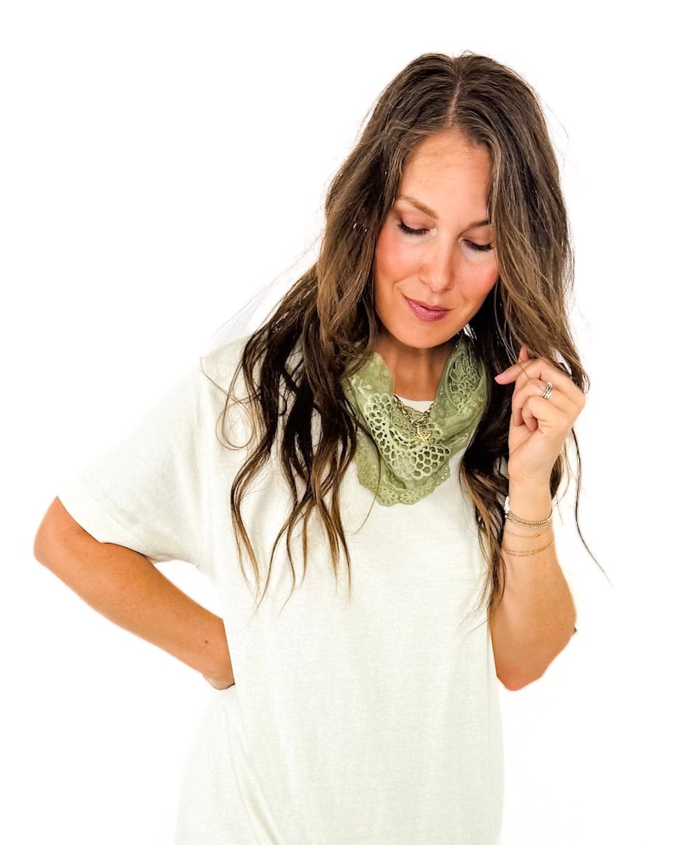 Green Lace Bandana Neck Accessory — Lace Bandana Outfits 2027