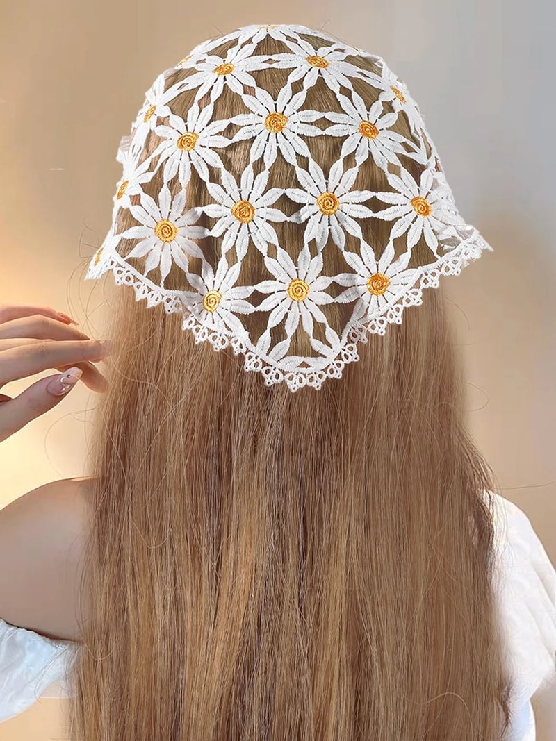 Daisy Pattern Lace Bandana Headwear — Lace Bandana Outfits 2027