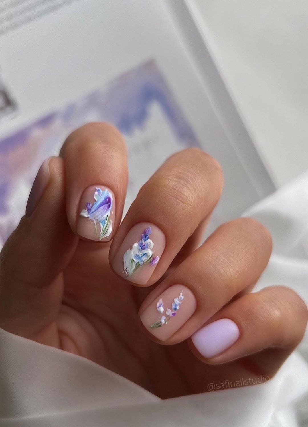 Short Square Lavender Sprigs Art Short Square Lavender Sprigs Art — Lavender Milky Nails 2027